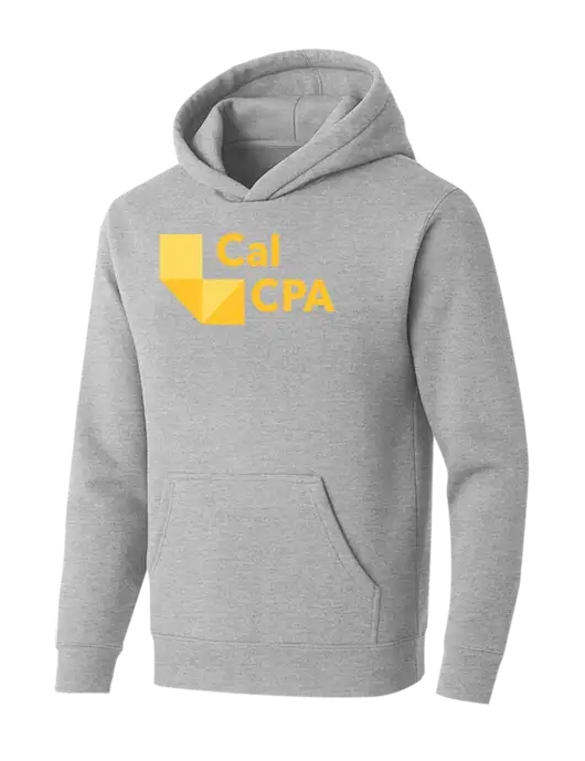 BELLA+CANVAS Light Grey Heather Sponge Fleece Pullover Hoodie w/CalCPA Logo