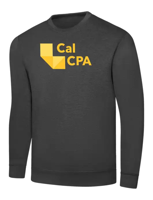 Dark Heather Grey 7.8 oz Ring Spun Crew Sweatshirt w/CalCPA Logo