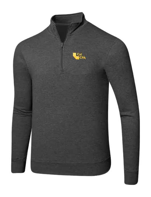 Dark Heather Grey 8.5 oz Ring Spun 1/4 Zip Pullover Sweatshirt w/CalCPA Logo