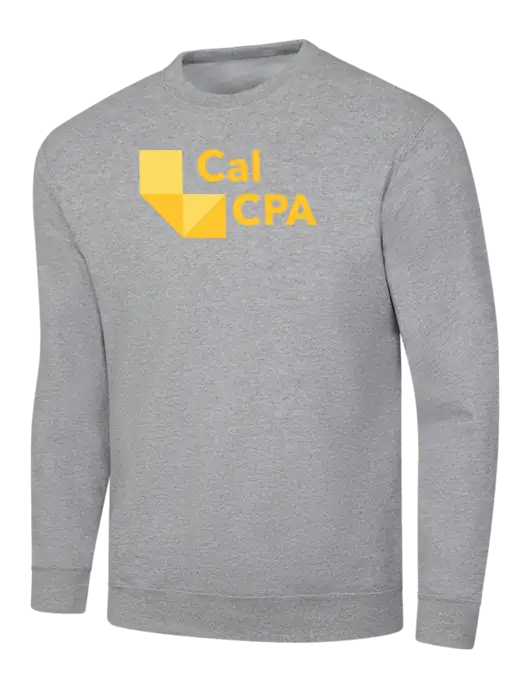 Light Grey Heather 7.8 oz Ring Spun Crew Sweatshirt w/CalCPA Logo