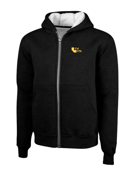 Cornerstone Black Heavyweight Sherpa Lined Hooded Fleece Jacket w/CalCPA Logo