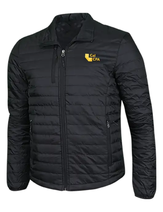 Deep Black Puffy Packable Jacket w/CalCPA Logo