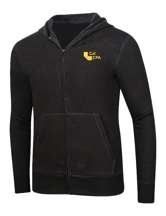 Full-Zip Black Heavyweight Hooded Sweatshirt w/CalCPA Logo