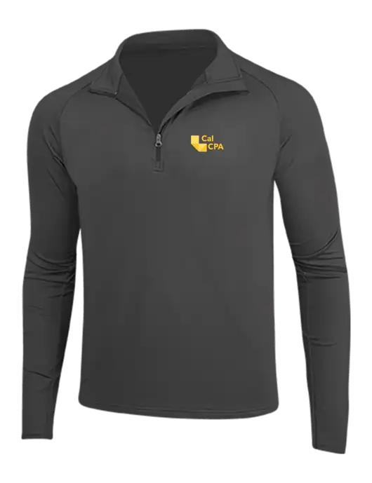Charcoal Grey Sport Wick Stretch 1/4 Zip Pullover w/CalCPA Logo