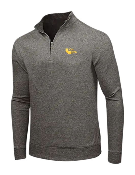 Charcoal Heather/Medium Heather Grey Interlock 1/4 Zip w/CalCPA Logo