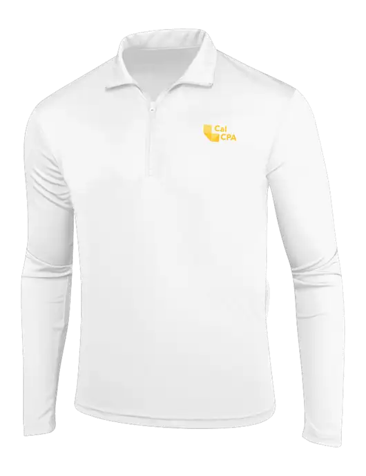 White PosiCharge Competitor 1/4 Zip Pullover w/CalCPA Logo