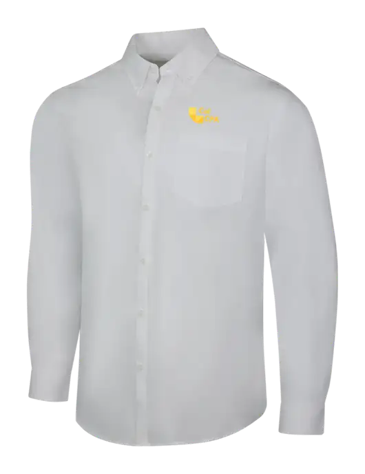 White Long Sleeve Carefree Poplin Shirt w/CalCPA Logo