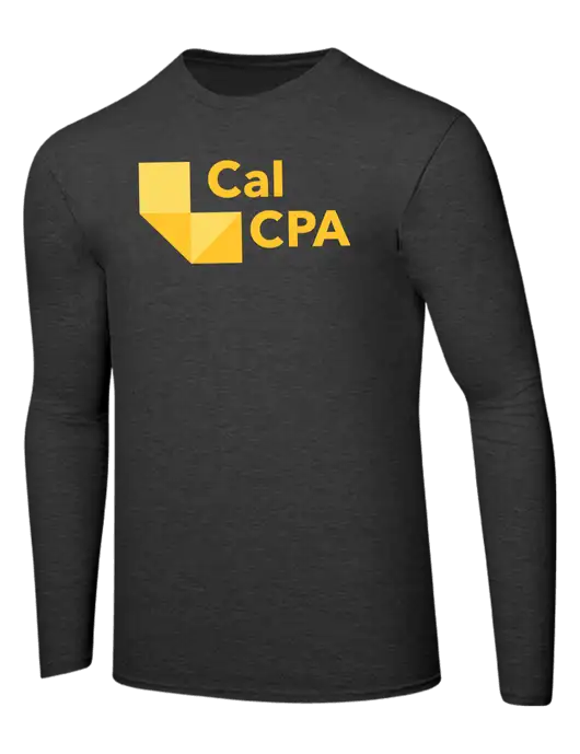 Ring Spun Dark Heather Grey 4.5 oz Long Sleeve T-Shirt w/CalCPA Logo