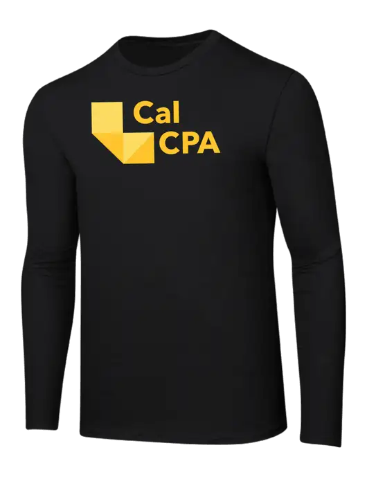 Ring Spun Jet Black 4.5 oz Long Sleeve T-Shirt w/CalCPA Logo