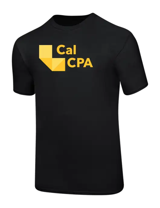Ring Spun Jet Black 4.5 oz T-Shirt w/CalCPA Logo