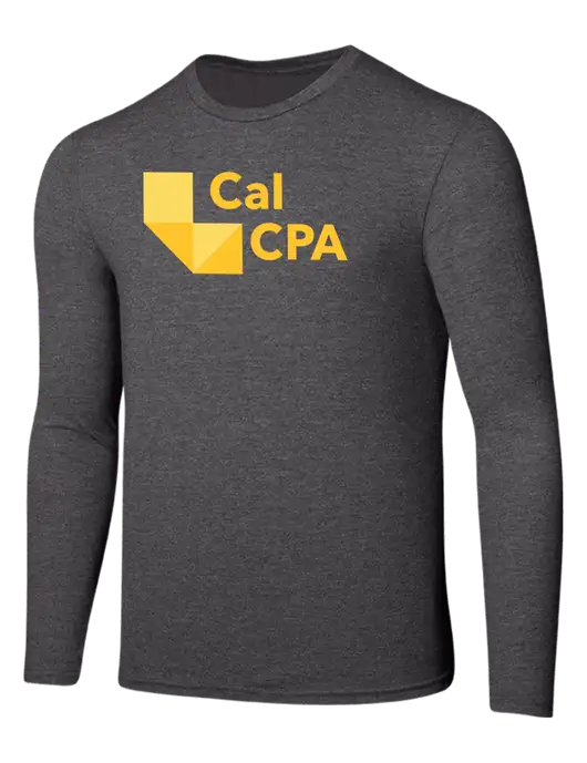 Seriously Soft Heathered Charcoal Long Sleeve T-Shirt w/CalCPA Logo