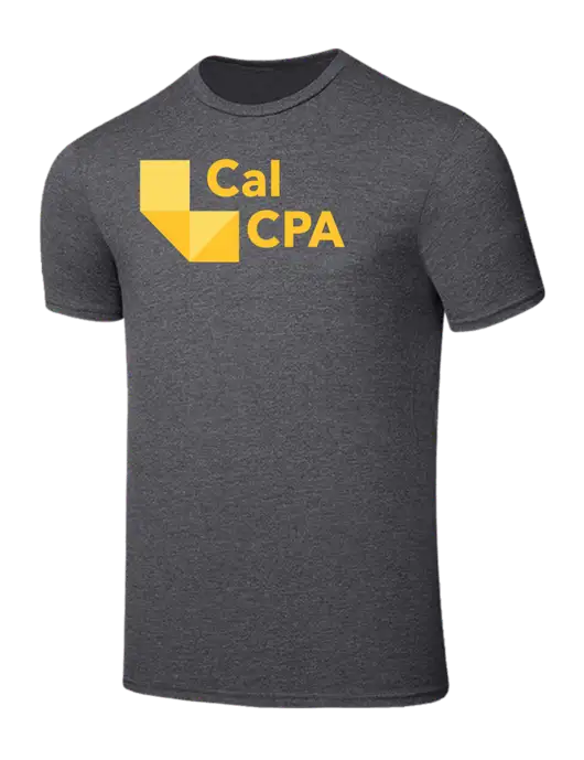 Seriously Soft Heathered Charcoal T-Shirt w/CalCPA Logo