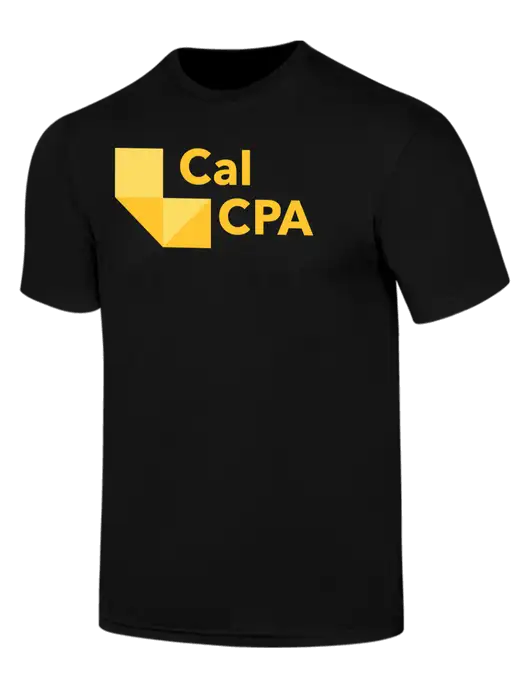 Simply Soft Black 4.5oz  Poly/Combed Ring Spun Cotton T-Shirt w/CalCPA Logo