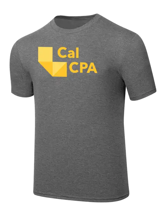 Simply Soft Heathered Medium Grey 4.5oz  Poly/Combed Ring Spun Cotton T-Shirt w/CalCPA Logo