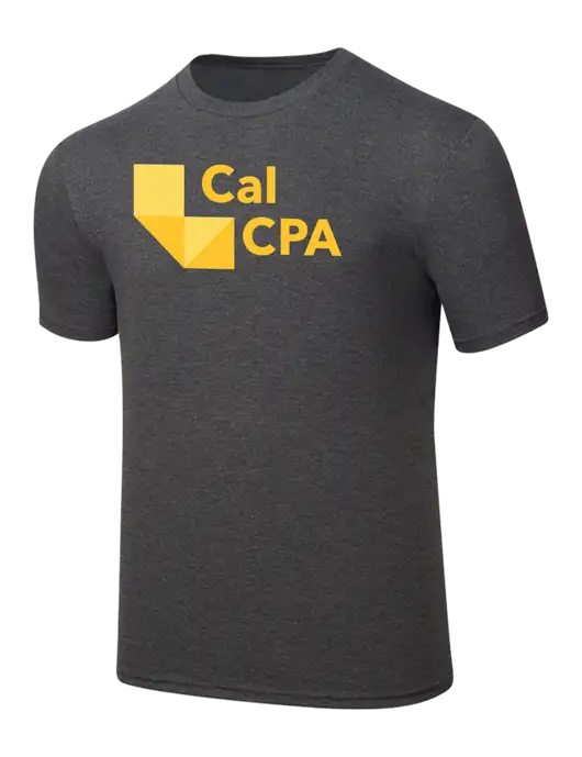 Simply Soft Heathered Charcoal 4.5oz  Poly/Combed Ring Spun Cotton T-Shirt w/CalCPA Logo