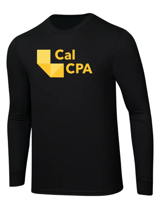 Simply Soft Long Sleeve Black 4.5 oz, Poly/Combed Ring Spun Cotton T-Shirt w/CalCPA Logo