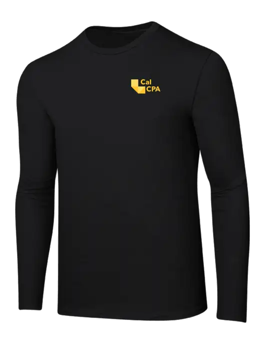 Ring Spun Jet Black 4.5 oz Long Sleeve T-Shirt w/CalCPA Logo