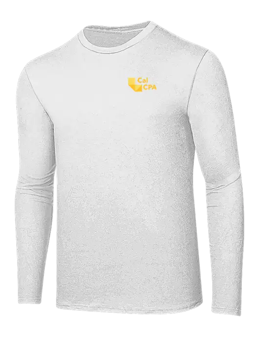 Ring Spun White 4.5 oz Long Sleeve T-Shirt w/CalCPA Logo