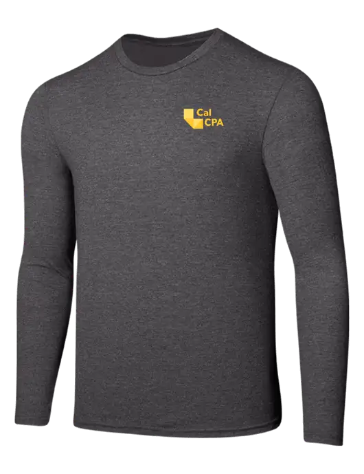 Seriously Soft Heathered Charcoal Long Sleeve T-Shirt w/CalCPA Logo