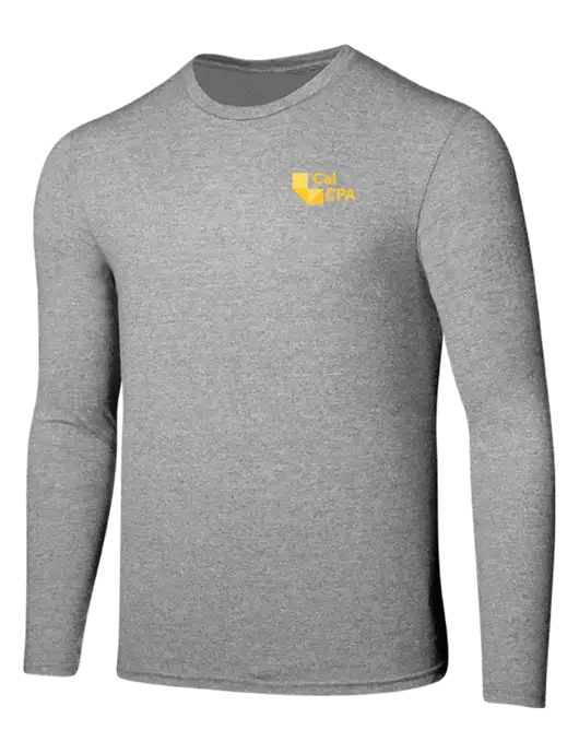 Seriously Soft Light Heathered Grey Long Sleeve T-Shirt w/CalCPA Logo