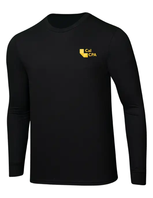 Simply Soft Long Sleeve Black 4.5 oz, Poly/Combed Ring Spun Cotton T-Shirt w/CalCPA Logo