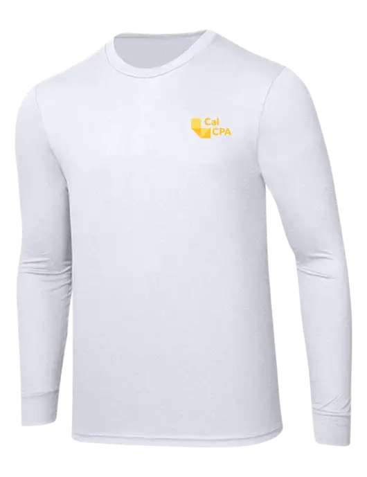 Simply Soft Long Sleeve White 4.5 oz, Poly/Combed Ring Spun Cotton T-Shirt w/CalCPA Logo