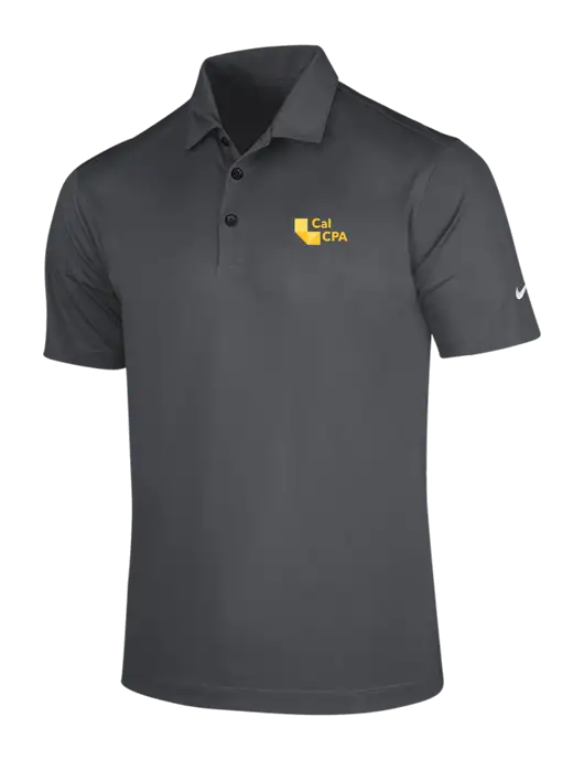 NIKE Dark Grey Dri-Fit Vertical Mesh Polo w/CalCPA Logo