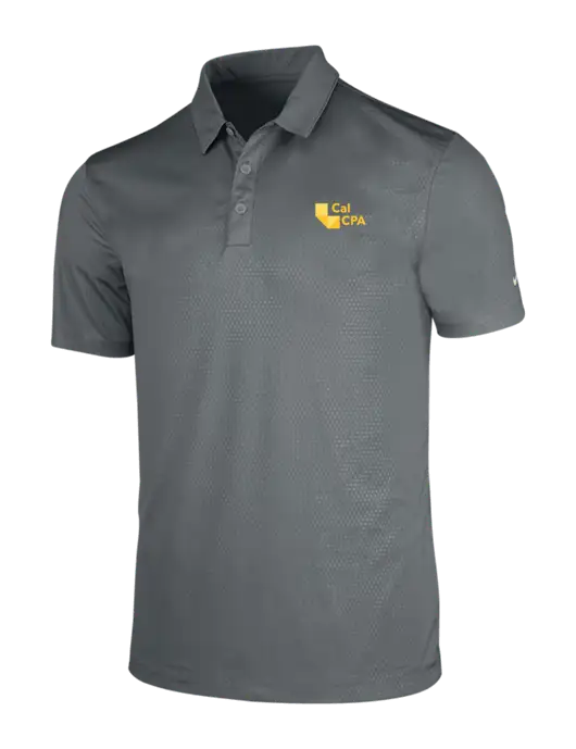 NIKE Medium Grey Dri-Fit Embossed Tri-Blade Polo w/CalCPA Logo