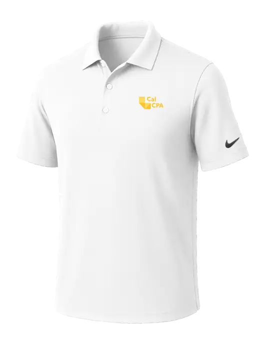 NIKE White Dri-Fit Micro Pique Polo w/CalCPA Logo