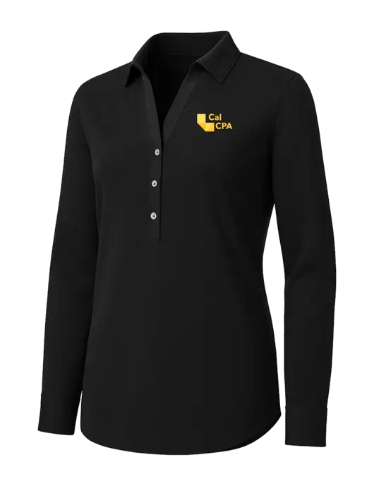 Womens Black City Stretch Shirt w/CalCPA Logo
