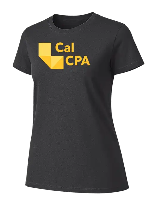 Womens Ring Spun Charcoal 4.5 oz T-Shirt w/CalCPA Logo