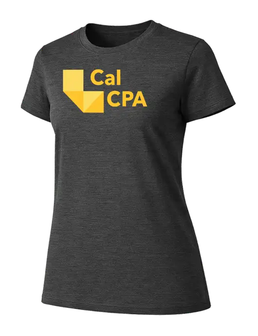 Womens Ring Spun Dark Heather Grey 4.5 oz T-Shirt w/CalCPA Logo