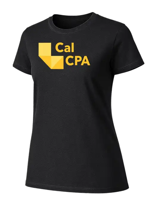 Womens Ring Spun Jet Black 4.5 oz T-Shirt w/CalCPA Logo