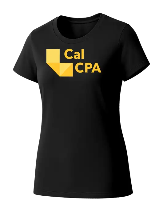 Womens Seriously Soft Black T-Shirt w/CalCPA Logo