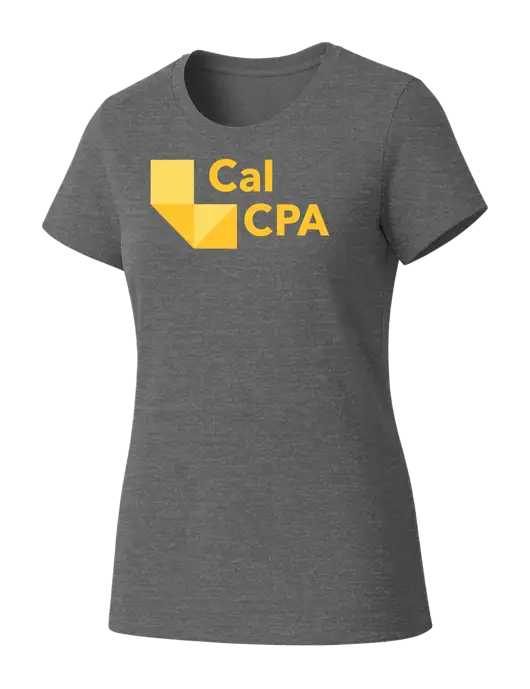 Womens Seriously Soft Grey Frost T-Shirt w/CalCPA Logo