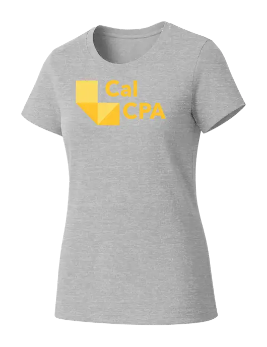 Womens Seriously Soft Light Heathered Grey T-Shirt w/CalCPA Logo