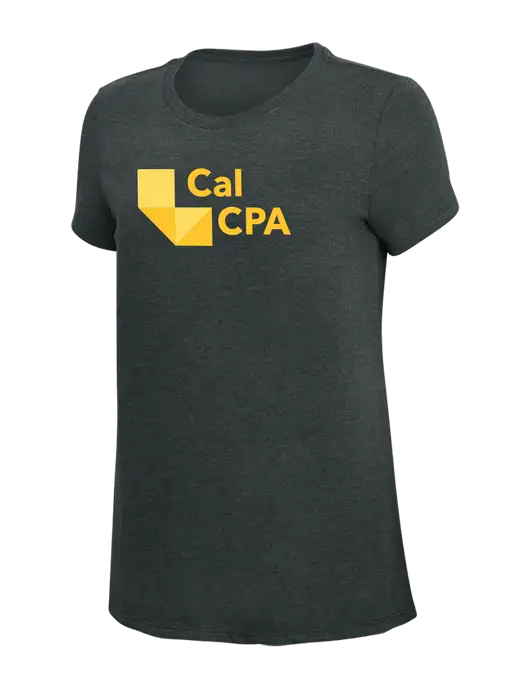 Womens Simply Soft Black Frost 4.5oz Poly/Combed Ring Spun Cotton T-Shirt w/CalCPA Logo