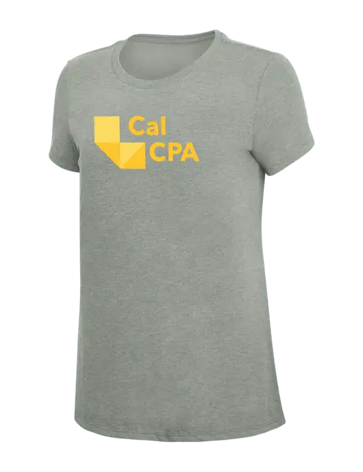 Womens Simply Soft Grey Frost 4.5oz  Poly/Combed Ring Spun Cotton T-Shirt w/CalCPA Logo