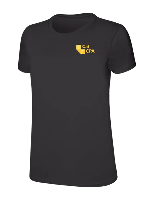 Womens Ring Spun Charcoal 4.5 oz T-Shirt w/CalCPA Logo