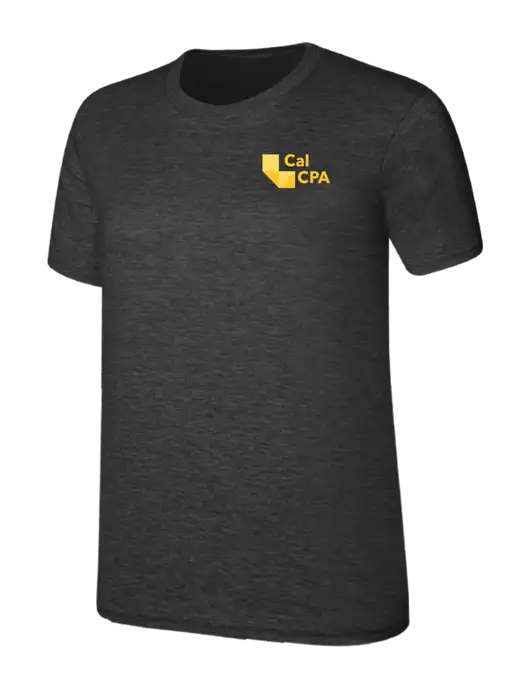 Womens Ring Spun Dark Heather Grey 4.5 oz T-Shirt w/CalCPA Logo