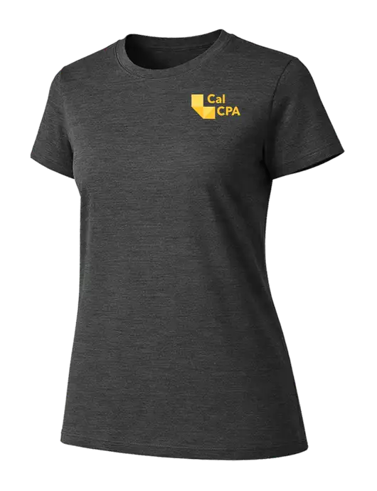 Womens Ring Spun Dark Heather Grey 4.5 oz T-Shirt w/CalCPA Logo