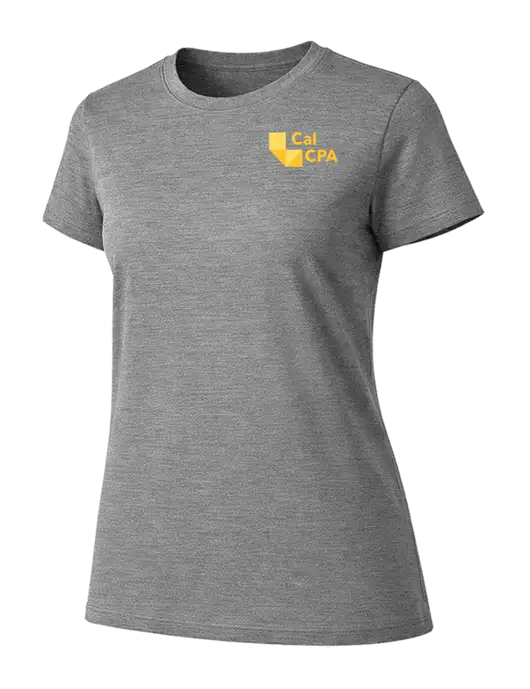 Womens Ring Spun Light Grey Heather 4.5 oz T-Shirt w/CalCPA Logo