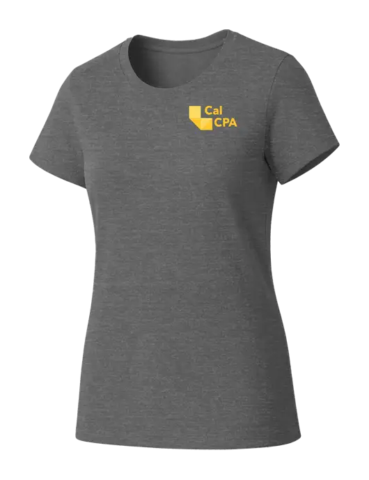 Womens Seriously Soft Grey Frost T-Shirt w/CalCPA Logo