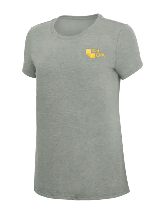 Womens Simply Soft Grey Frost 4.5oz  Poly/Combed Ring Spun Cotton T-Shirt w/CalCPA Logo