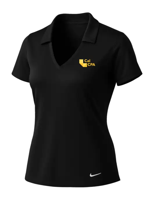 NIKE Black Womens Dri-Fit Vertical Mesh Polo w/CalCPA Logo