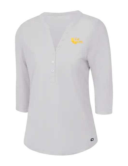 OGIO Bright White Jewel Henley w/CalCPA Logo
