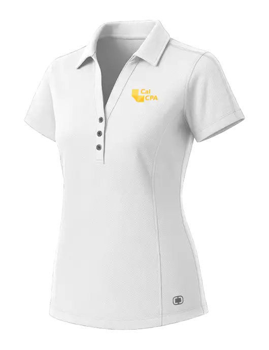 OGIO Womens White ONYX Polo w/CalCPA Logo