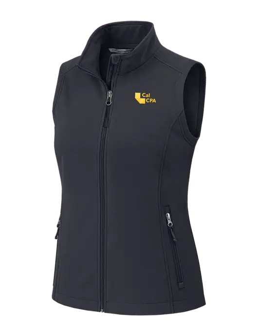 Charcoal Grey Womens Core Soft Shell Vest w/CalCPA Logo