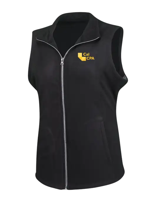 Black Womens Microfleece Vest w/CalCPA Logo