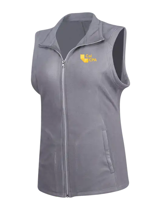 Medium Grey Womens Microfleece Vest w/CalCPA Logo